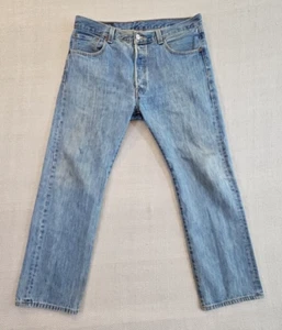 Levi's 501 Jean's Men's W35 L30 Straight Leg Button Fly 90s Vintage Left Outseam - Picture 1 of 13