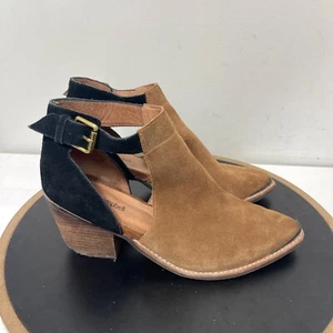 Jeffrey Campbell Cutout Ankle Boots Women 8.5 Brown Black Suede Western - Picture 1 of 13