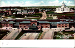 Postcard Providence R.I. NY NH & H Station & Capitol Antique Vintage Unposted - Picture 1 of 2