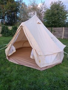 VEVOR 3m Bell Tent Canvas Tent Waterproof Outdoor Glamping Tent W/ Stove Hole