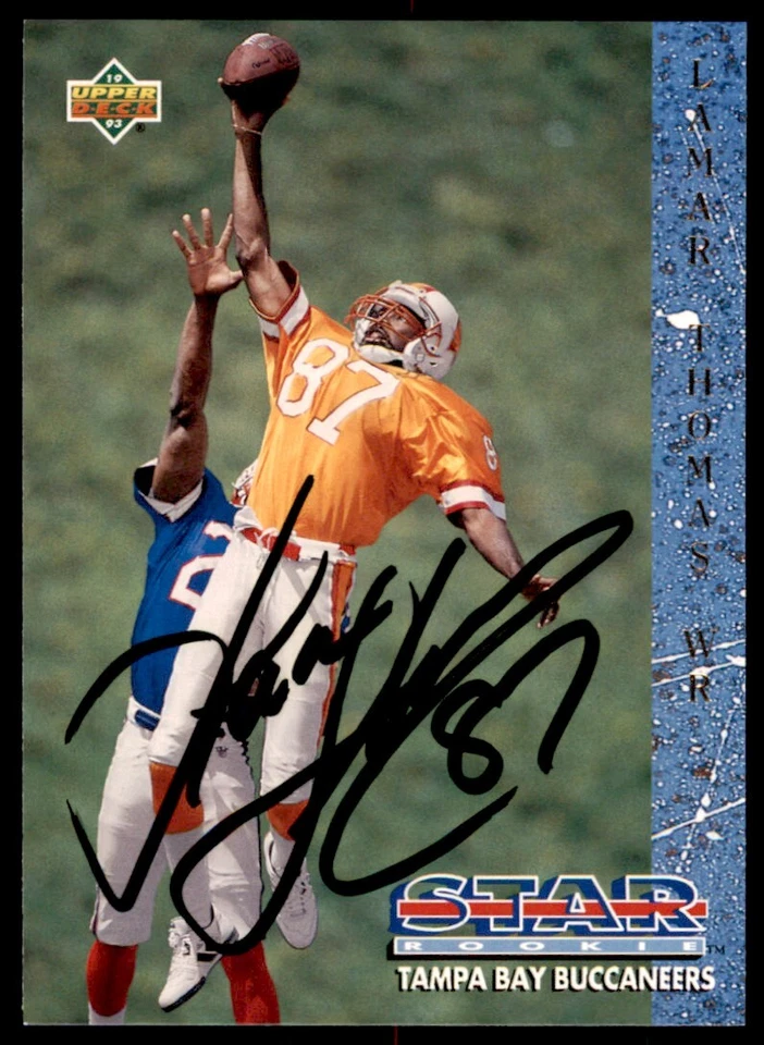 1993 Upper Deck Lamar Thomas RC OnCardIPAuto Buccaneers #26 *Noles2148* - Image 1 of 2