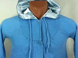 Billabong Light Blue Button Front Hoodie Jacket Cotton Blend M - Picture 1 of 8