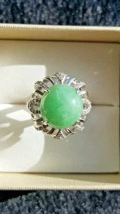 Anillo de Plata 925 de Jadeíta de 7,55 quilates verde claro genuino tamaño ajustable - Imagen 1 de 12