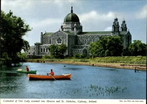 Ireland Galway Cathedral Row Boats Postcard - Picture 1 of 2