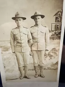 WW1 USMC Cuerpo de Marines RPPC Foto Postal Uniformes Blancos Campaña Sombrero - Imagen 1 de 5