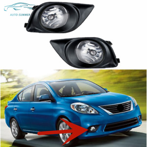 Driver&Passenger Fog Lights Lamps+Wiring+Switch Kits For 2012-2014 Nissan Versa