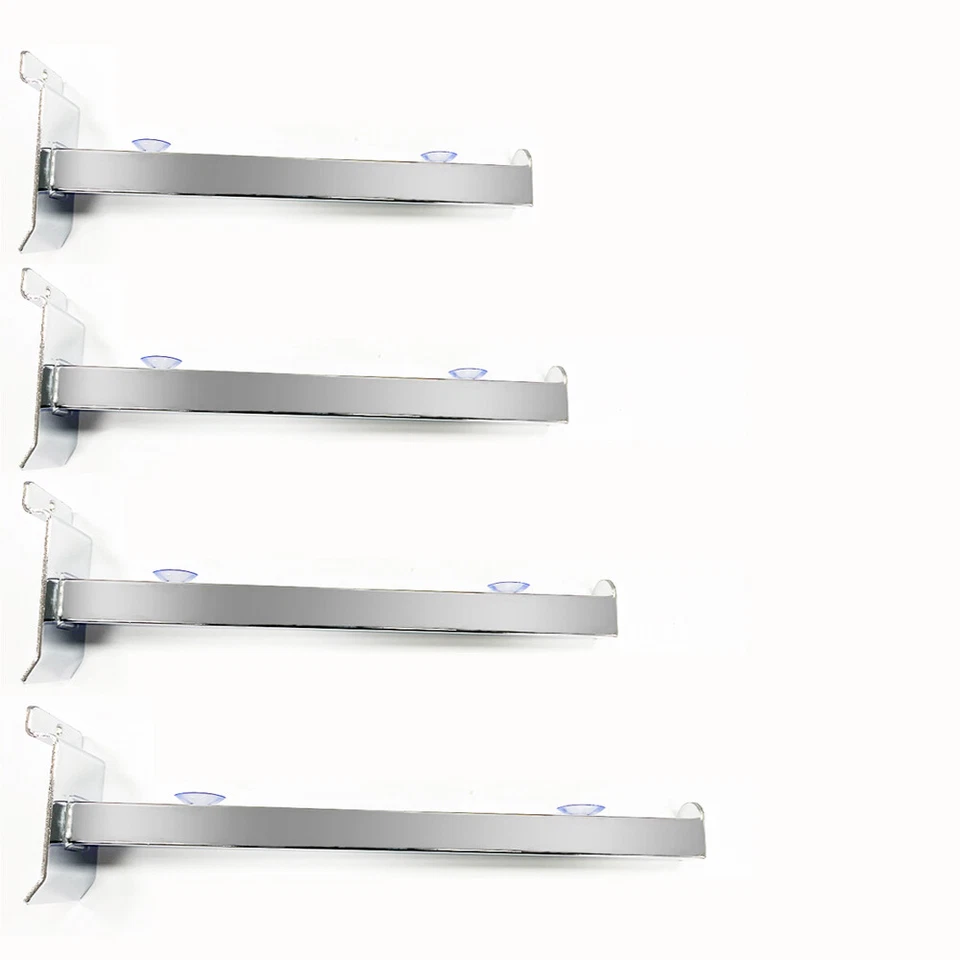 PRIME SHOPFITTINGS SLATWAL CHROME SHELVE BRACKETS FOR WOOD/GLASS SHELVE WITH STOPPER 8",10",12",14"