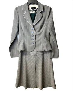Alyn Paige Damen Anzug Rock Jacke Größe 7/8 grau Nadelstreifen, taillierter Blazer Y2k - Bild 1 von 8