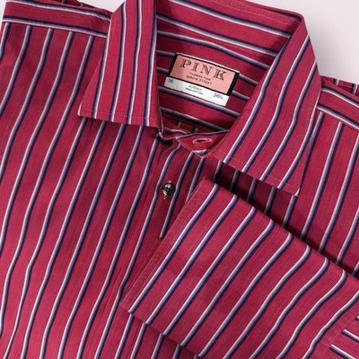 Thomas Pink Jermyn Street Red Striped Cotton Dress Shirt Mens 16 36.5 - Image 1 of 4