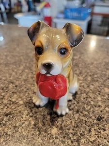 Estatuilla vintage de sombrero rojo para perro de 4" hecha en Japón - Imagen 1 de 7
