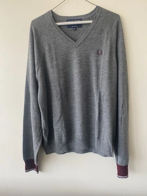 Comme Des Garcons x Fred Perry 男式开衫灰色和勃艮第独立垃圾烟杆 — 第 1/4 张图片