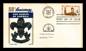 DR JIM STAMPS US COVER BOY SCOUTS 50TH ANNIVERSARY FDC KEN BOLL CACHET CRAFT - Picture 1 of 2