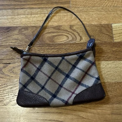 Brooks Brothers RARA VINTAGE Bolsa de Ombro Xadrez Argyle, Acabamento em Couro Italiano - Imagem 1 de 4