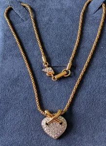 Swarovski Heart Necklace Gold Tone 18'' - Picture 1 of 4
