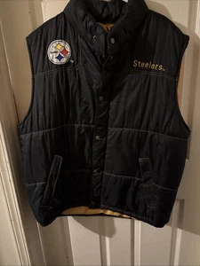 Vintage Pittsburgh Steelers Turbo Sportswear NFL Puffer Weste Jacke Herren Größe L - Bild 1 von 5