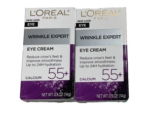 LOREAL Paris Wrinkle Expert 55+ Calcium Eye Cream 0.5 oz Each 2 Units - Picture 1 of 4