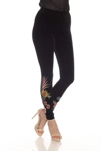 Johnny Was JWLA Leggings schwarz Tiarei Stretch Samt Boho Chic J64922 - Bild 1 von 14