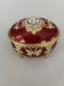 Splendid Music Box, Co., Red, Enamel, And Gold, Butterflies,Crystal. JAPAN - Picture 1 of 3