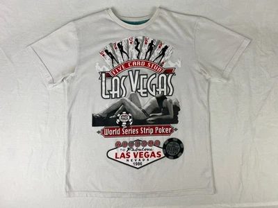 Camiseta de lujo para hombre mediana blanca con estampado gráfico Las Vegas Nevada Strip Poker Foto 1 de 4