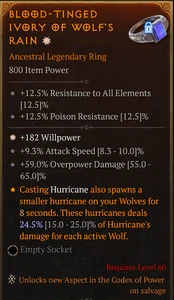 💥DIABLO 4💥SEASON 10💥Ring💥1GA Willpower + Attack Speed +Overpower+Wolf's Rain - Picture 1 of 1