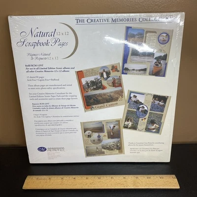 SELLADO Creative Memories 12x12 Natural Recarga 15 Hojas/30 Páginas RCM-12NT NUEVO Foto 1 de 3