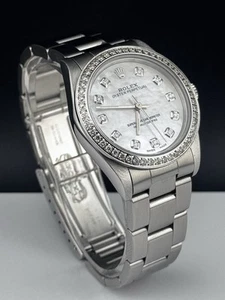 Rolex 31mm Midsize Oyster Perpetual 0.75ct Diamonds MOP Dial Steel Watch 77080 - Picture 1 of 1