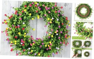 Spring Wreaths for Front Door Silk Artificial Rose Flower Wreath 120 Colorful - Picture 1 of 8