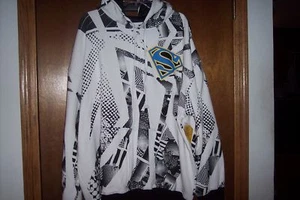 DC Superman Zipper Hoodie White Black VHTF NWT Small - xL - Picture 1 of 3
