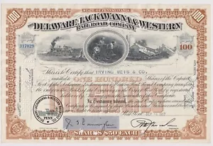 Delaware Lackawanna & Western Railroad Company Certificato di Stock - Foto 1 di 1