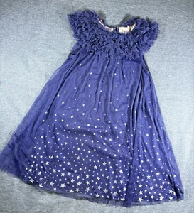 Mini Boden Girl's Ruffled Dress Blue Stars 4th of July USA Sleeveless 11-12Y - Picture 1 of 7