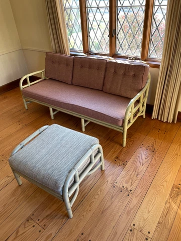 Vintage FICKS-REED bamboo sofa, and ottoman Cover