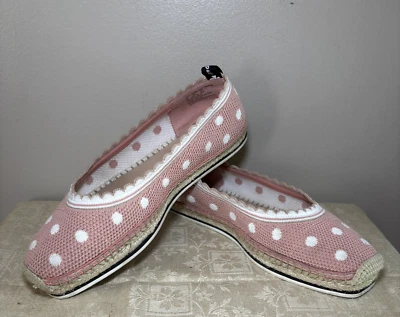 Kate Spade Espadrille Sz 10B Flirty Rose Pink Polka Dot Knottingham Knit Ballet - Image 1 of 4