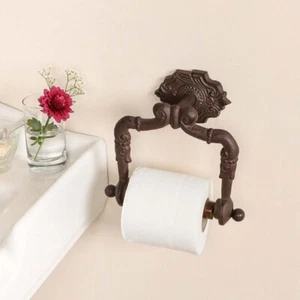 Vintage Period Style Cast Iron Toilet Roll Holder Rustic Bathroom Wall Storage - Picture 1 of 4