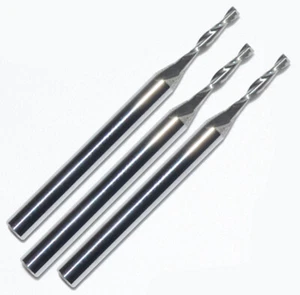 3 Fräser 2 Zähne, Zylinder, Mittelschnitt (PVC,ABS,Kunststoff,Holz) Durchmesser 3*1,5*8 mm CNC - Bild 1 von 1