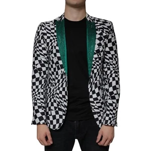 JOHN RICHMOND Blazer Black White Checkered Crystal Single Breasted IT48/US38/M - Picture 1 of 10