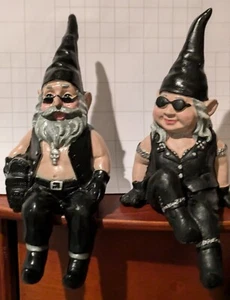 6" Gnomes Shelf Sitter Dude & Babe.. "Born To Ride Gnomes"Highly Collectible😊😊 - Picture 1 of 6