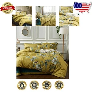 Cozy King Size Bedding Set with Floral Bird Pattern - Machine Washable Comfort - Picture 1 of 8