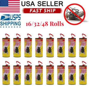 16 Rolls Insect Bug Fly Glue Paper Catcher Sticky Flies Trap Ribbon Tape Strip - Picture 1 of 19