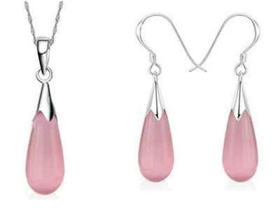 Conjunto de aretes colgantes de plata de ley 925 con cadena Foto 1 de 4