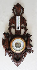 Antique Black Forest Woodcrafted Wall Barometer Hunting scene