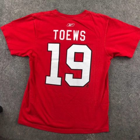 Chicago Blackhawks Shirt Men Large Red Jonathan Toews Short Sleeve  Hockey NHL Cover