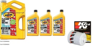 Pennzoil Platinum H/M 0W-20 Full Synthetic Engine Oil, 8 Quarts w/K&N Oil Filter - Picture 1 of 1