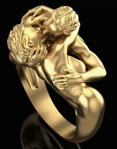 Squisito Anello Progettato Baci Placcato Oro 14K - Foto 1 di 2
