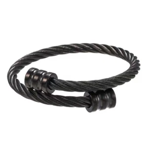 Men's Black Cuff Bangle Bracelet Stainless Steel Punk Retro Rock Jewelry Gift - Picture 1 of 3