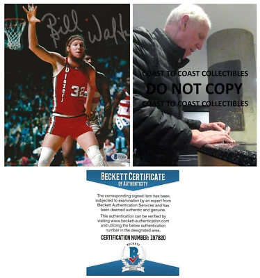 Bill Walton Firmado Portland Trail Blazers Baloncesto 8x10 Prueba Fotográfica Beckett. Foto 1 de 4