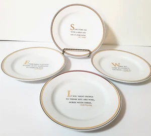 Restoration Hardware Set Of 4 Famous Quotes Dessert Salad Plates - Picture 1 of 14