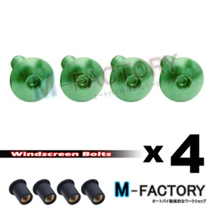 Green Windscreen Bolts Screws Kit 4pcs For Kawasaki Ninja 650R 06 07 08 - Picture 1 of 1