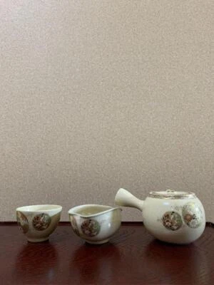 ANTIQUE JAPANESE SATSUMA TEAPOT TEA CUP SET CHAKI CHAGAMA VINTAGE - Image 1 of 4