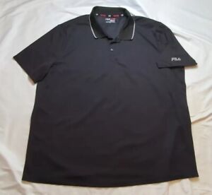 FILA Shirt Mens 3XB Black Polo Short Sleeve Golf Sport Men Big & Tall Golfing