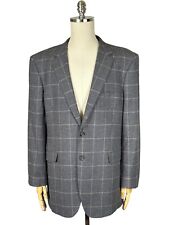 Ermenegildo Zegna Clothing Grey Check Wool Cashmere Sport Coat Blazer Size 58
